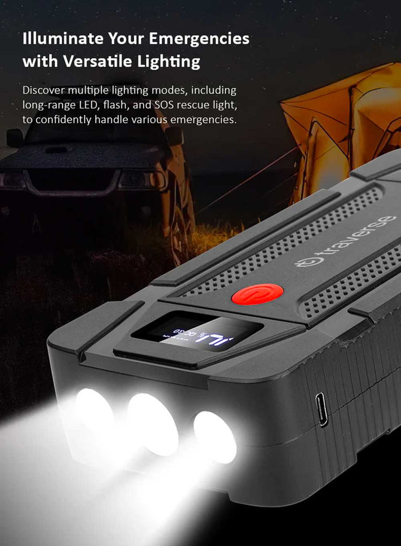1000A Peak 12V Car Jump Starter with LCD Display